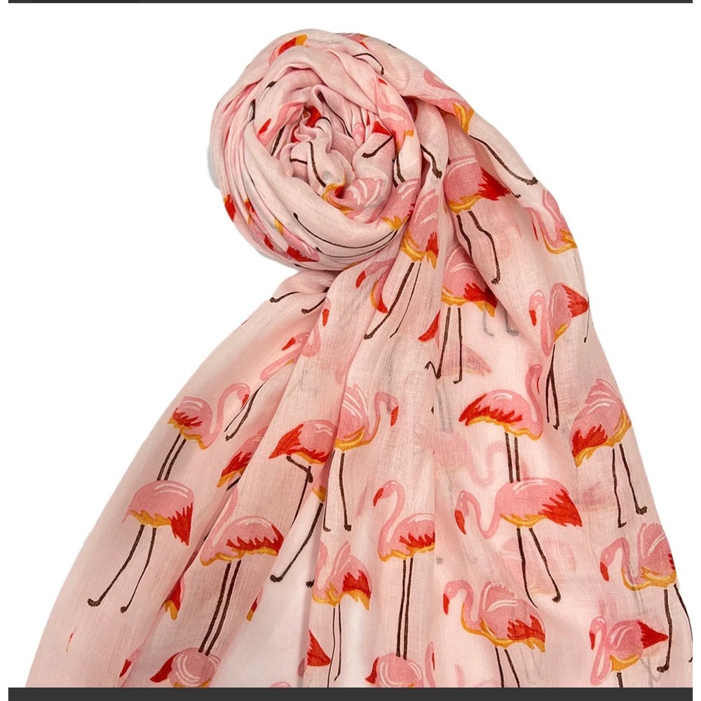 Flamingo Print‎ Lightweight Scarf Wrap Beach Sarong Pink OS Pink